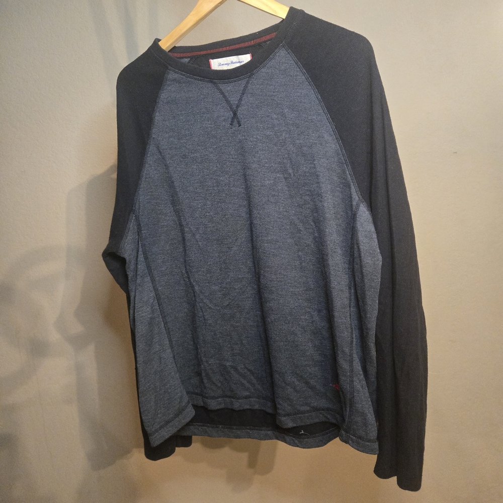 Tommy Bahama Black and Gray Long Sleeve Tee